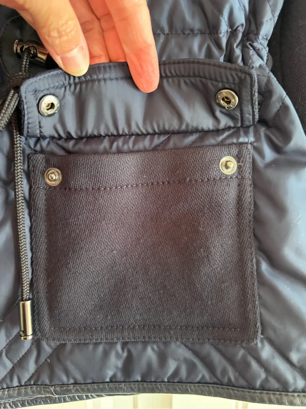 Tory Burch Hilary Quilted Tech Combo Bomber Jacket Navy Women's Size 0 Shaping